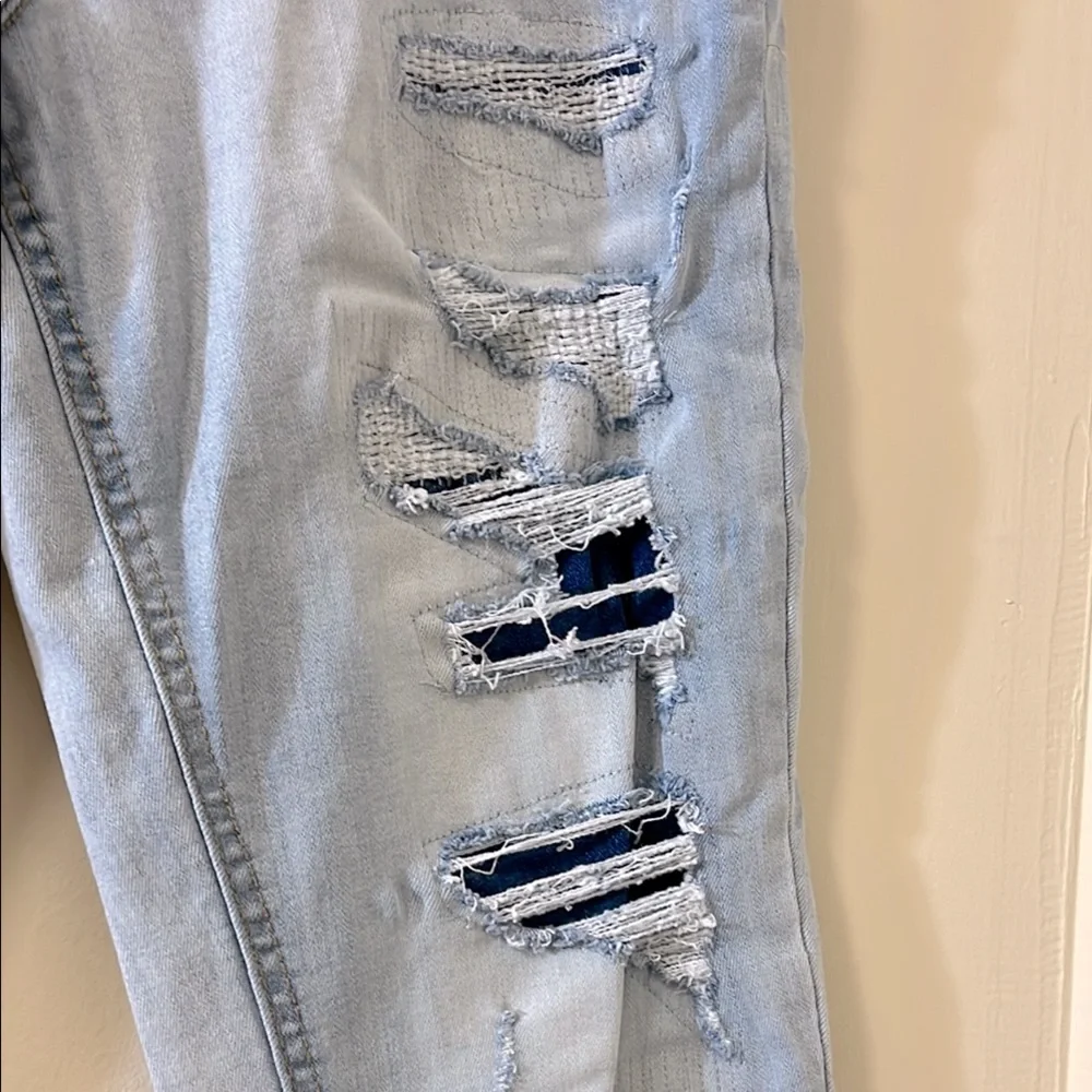 Justice Light Blue Wash High Rise Distressed Skinny Jeans/Jegging  Size 14 Girls